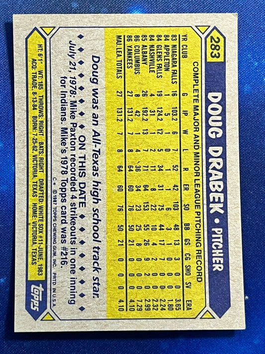 1987 Topps #283 Doug Drabek New York Yankees