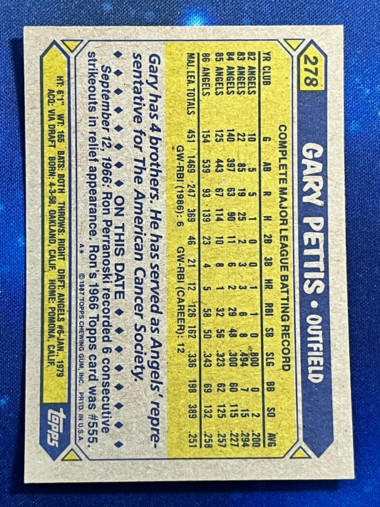 1987 Topps #278 Gary Pettis California Angels