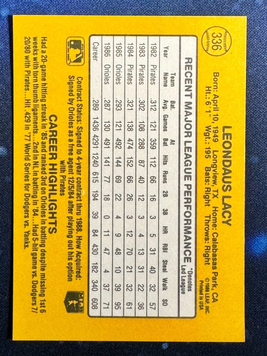1987 Donruss #336 Lee Lacy Baltimore Orioles