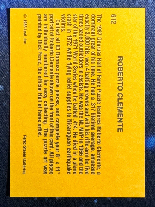 1987 Donruss Diamond King #612 Roberto Clemente Pittsburgh Pirates