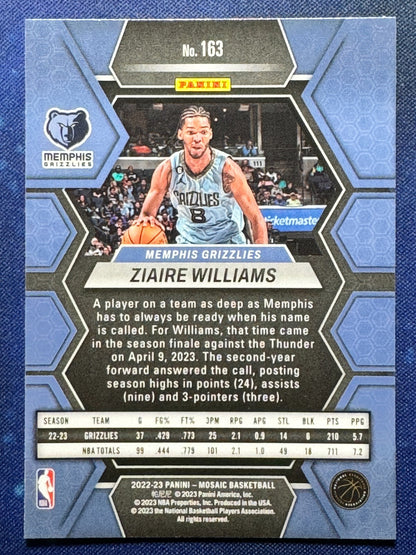 Ziaire Williams 2022-23 Panini Mosaic #163 Memphis Grizzlies