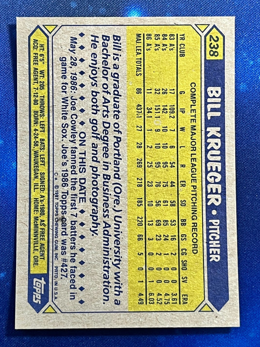 1987 Topps #238 Bill Krueger Oakland Athletics