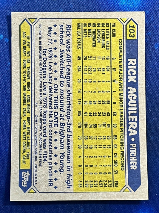 1987 Topps #103 Rick Aguilera New York Mets