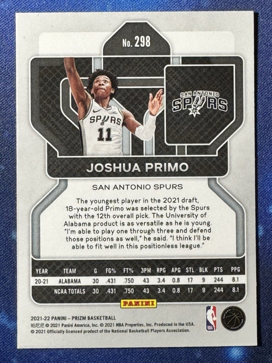 Joshua Primo 2021-22 Panini Prizm Rookie #298 San Antonio Spurs