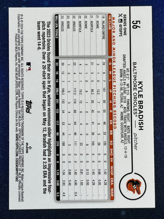 Kyle Bradish 2024 Topps Baseball #56 Baltimore Orioles