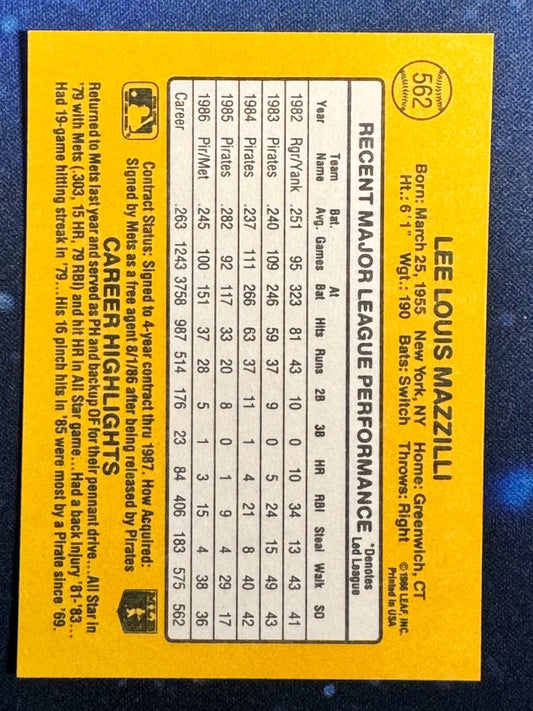 1987 Donruss #562 Lee Mazzilli New York Mets