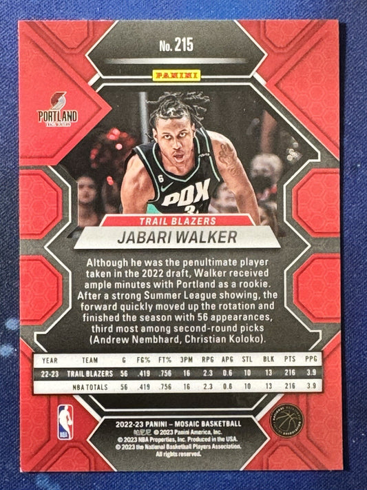 Jabari Walker 2022-23 Panini Mosaic Basketball Rookie #215 Trail Blazers