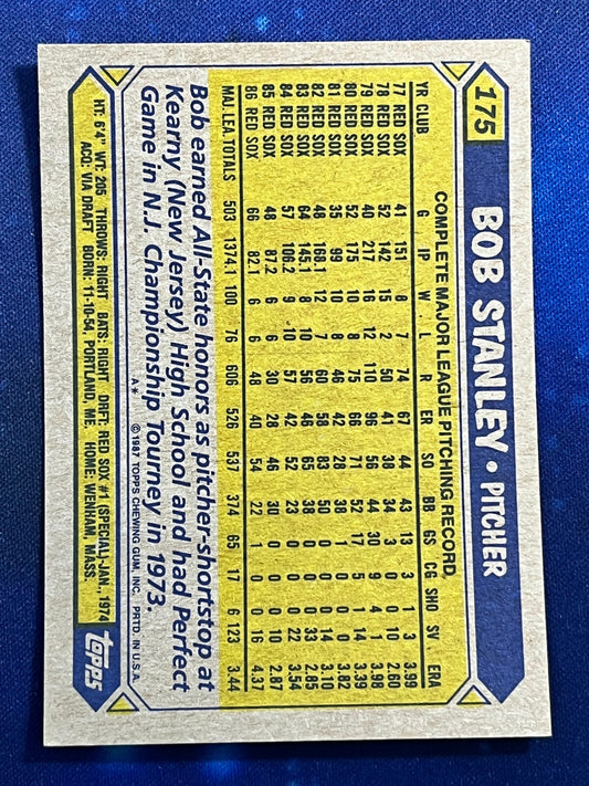 1987 Topps #175 Bob Stanley Boston Red Sox