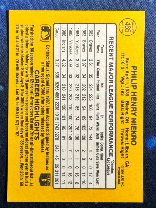1987 Donruss #465 Phil Niekro Cleveland Indians