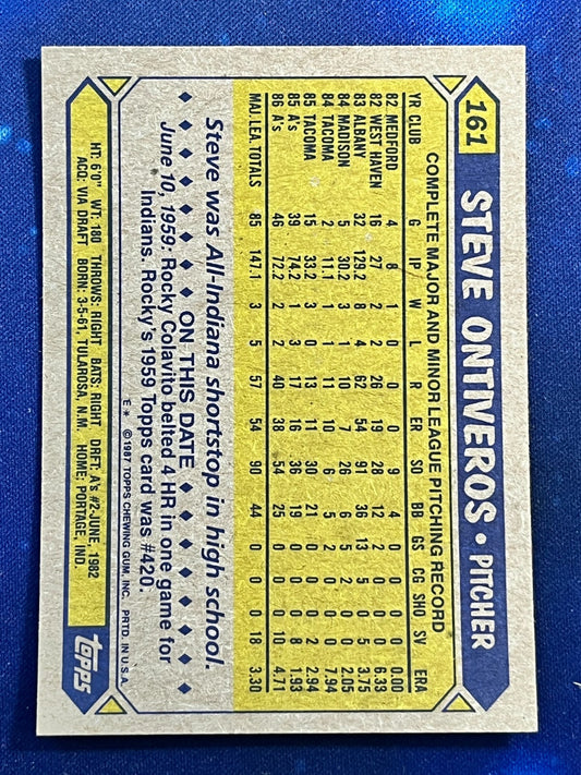 1987 Topps #161 Steve Ontiveros Oakland Athletics