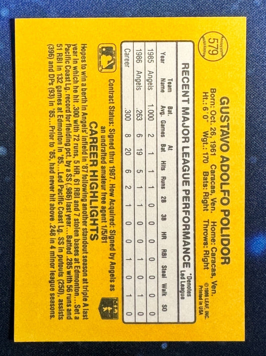 1987 Donruss #579 Gus Polidor California Angels