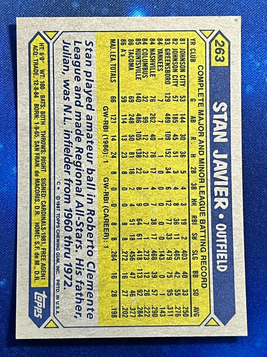 1987 Topps #263 Stan Javier Oakland Athletics