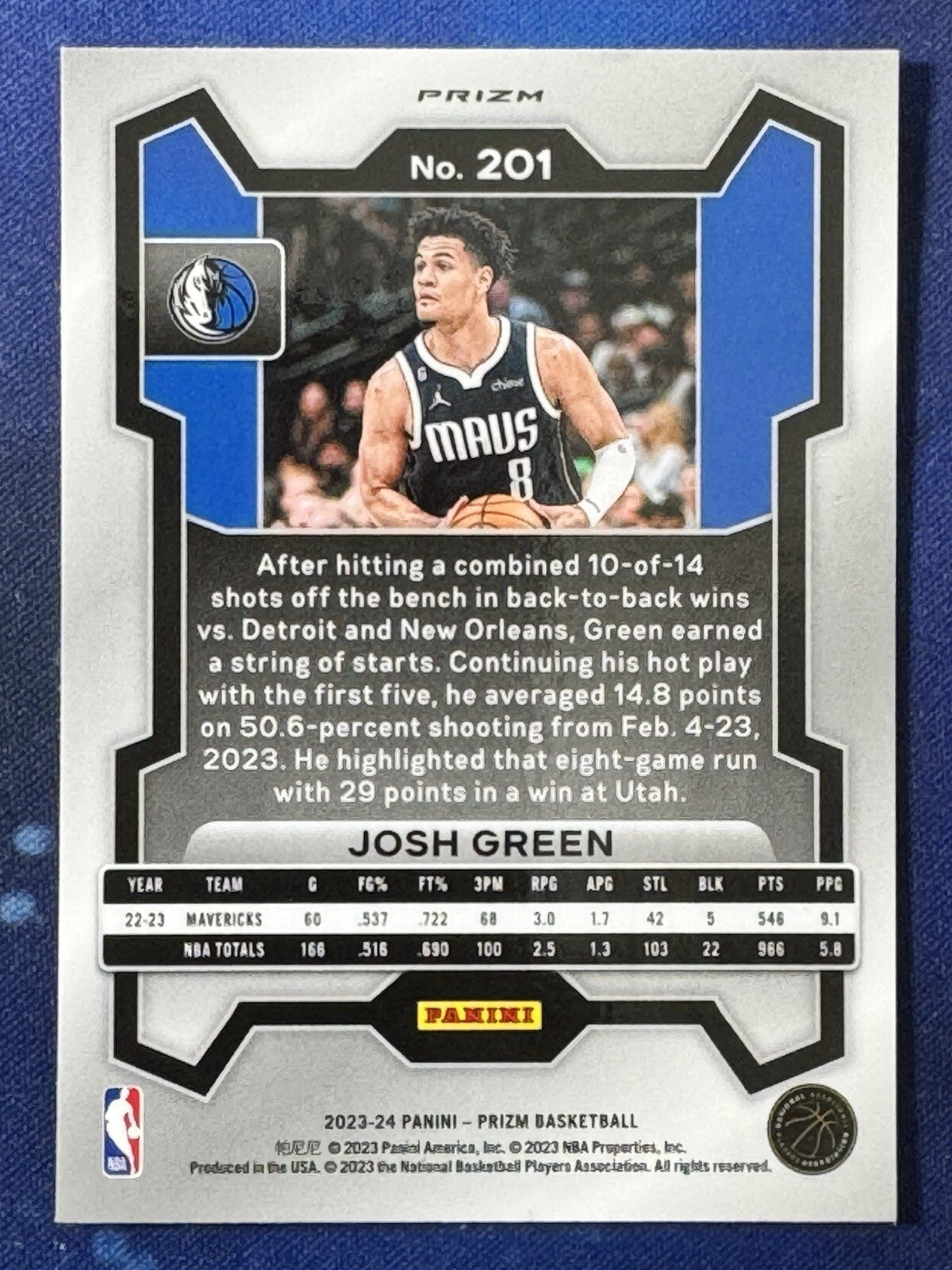 Josh Green 2023-24 Panini Prizm Basketball Silver Prizm #201 Dallas Mavericks