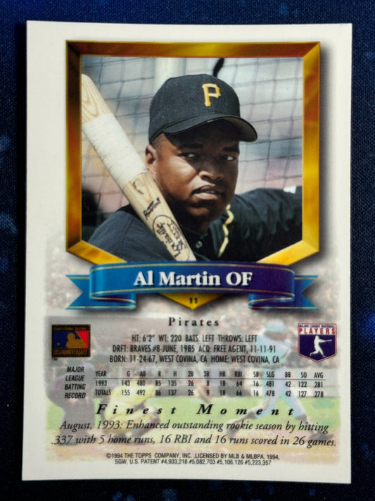 1994 Topps Finest #11 Al Martin Pittsburgh Pirates