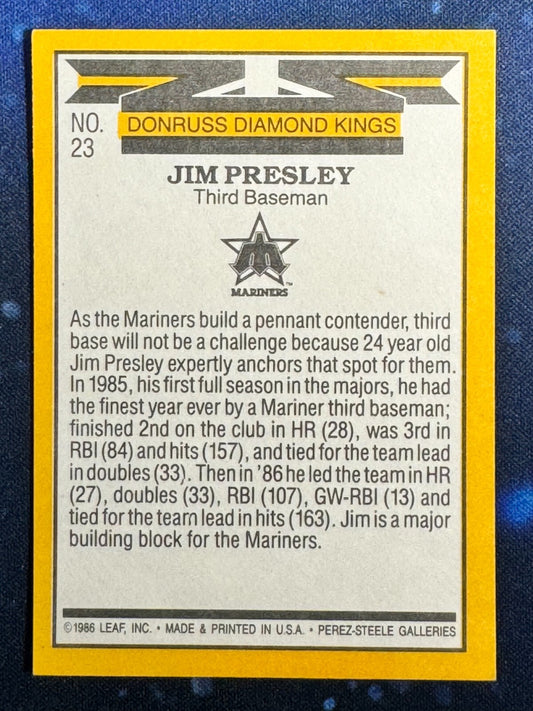 1987 Donruss Diamond Kings #23 Jim Presley Seattle Mariners