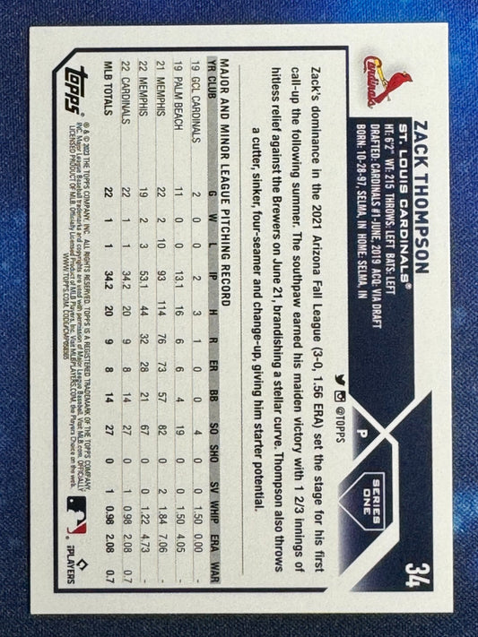 Zack Thompson 2023 Topps Rookie (RC) #34 St. Louis Cardinals