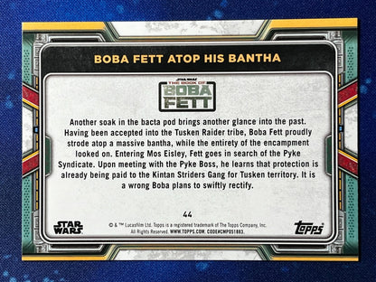 2022 Star Wars: Book of Boba Fett Base Purple #44 Boba Fett Atop his Bantha