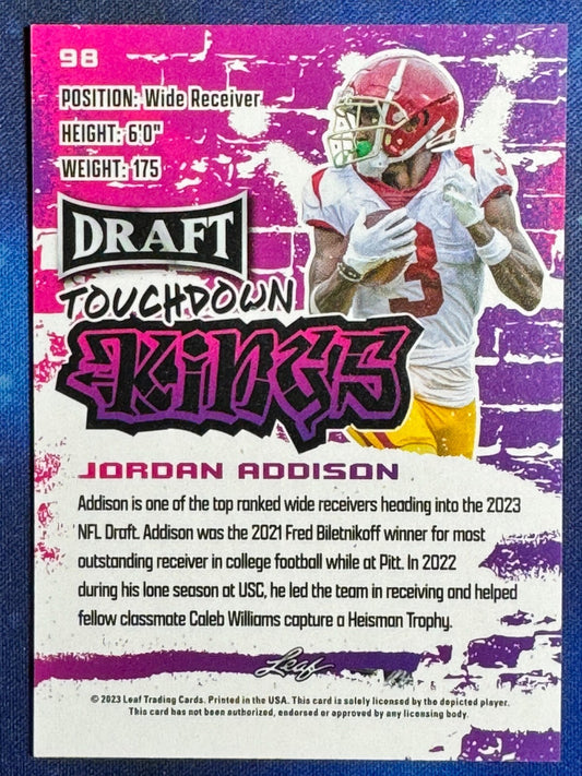2023 Leaf Draft Touchdown Kings Blue #98 Jordan Addison