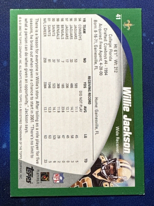 Willie Jackson 2002 Topps Football #41 New Orleans Saints