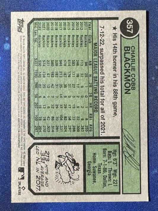 Charlie Blackmon 2023 Topps Heritage #357 Colorado Rockies