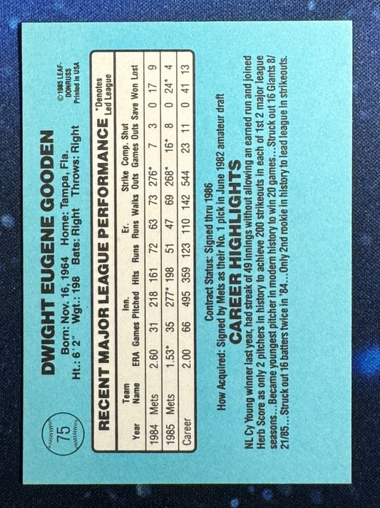 1986 Donruss #75 Dwight Gooden New York Mets
