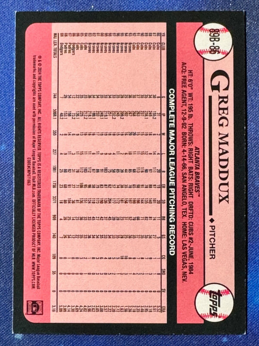 Greg Maddux 2024 Topps Baseball #89B-86 ‘89 Topps Atlanta Braves