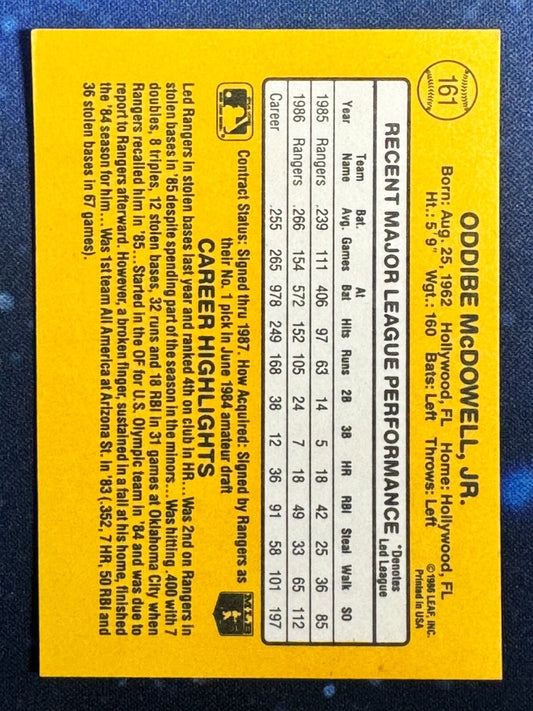 1987 Donruss #161 Oddibe McDowell Texas Rangers