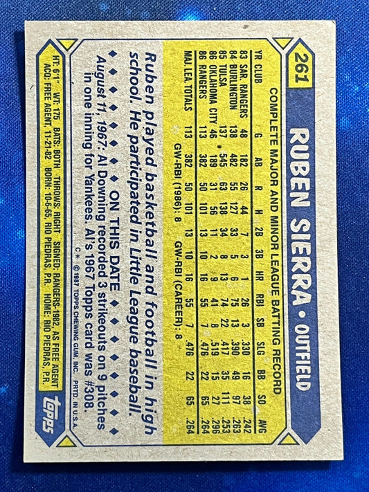 1987 Topps #261 Ruben Sierra Texas Rangers