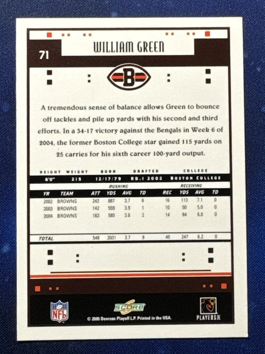 William Green 2005 Score Football #71 Cleveland Browns