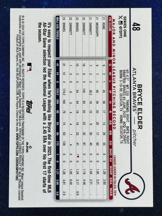 Bryce Elder 2024 Topps Baseball #48 Atlanta Braves