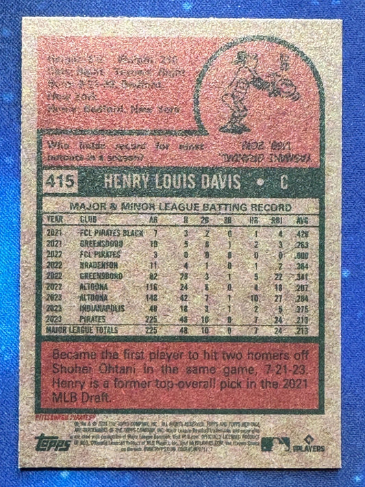 2024 Topps Heritage Rookie (RC) #415 Henry Davis Pittsburgh Pirates