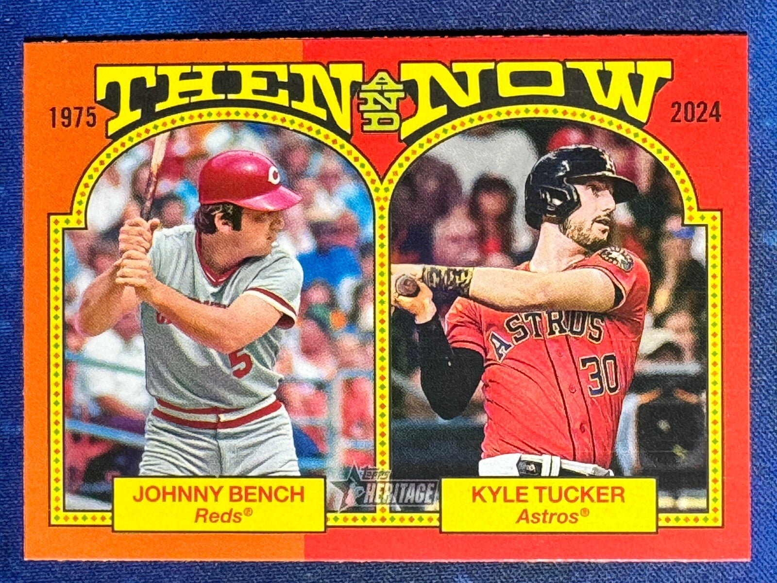 Johnny Bench/Kyle Tucker 2024 Topps Heritage Baseball Then And Now #TAN-10 