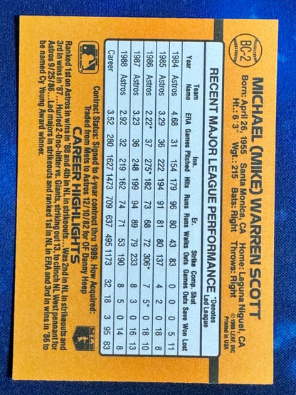 Mike Scott 1989 Donruss MVP #BC-2 Houston Astros