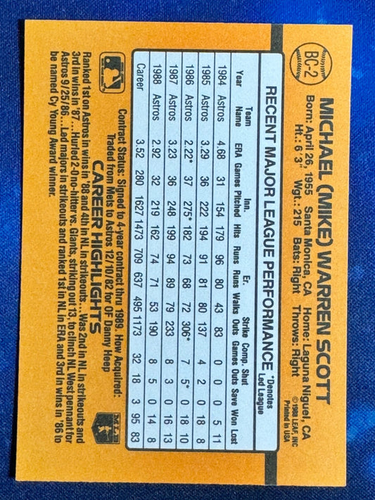 Mike Scott 1989 Donruss MVP #BC-2 Houston Astros