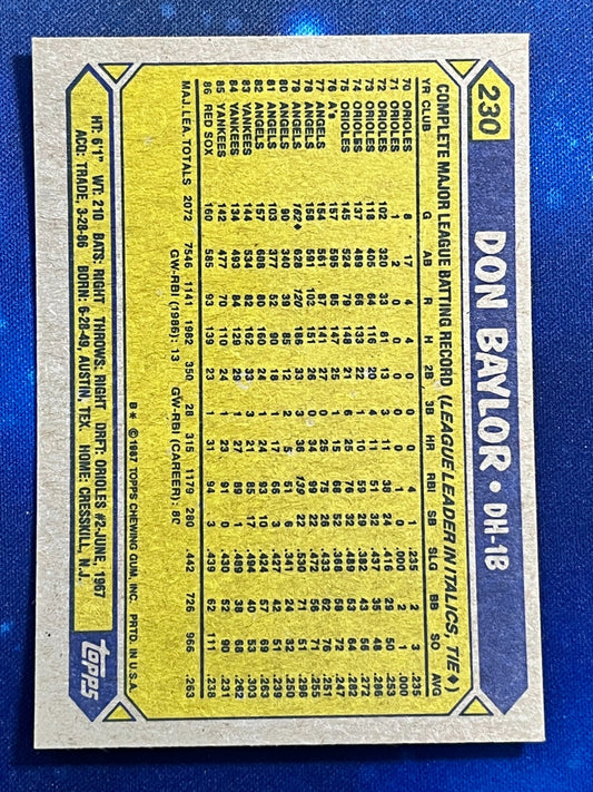 1987 Topps #230 Don Baylor Boston Red Sox