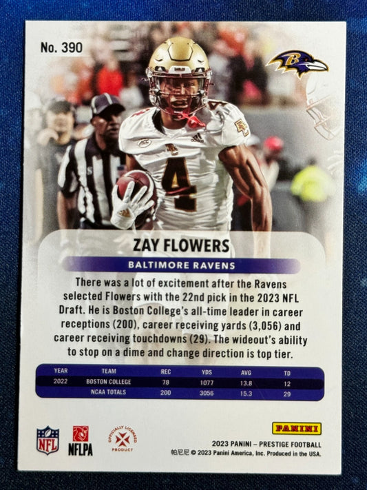 Zay Flowers 2023 Panini Prestige Rookie (RC) #390 Baltimore Ravens