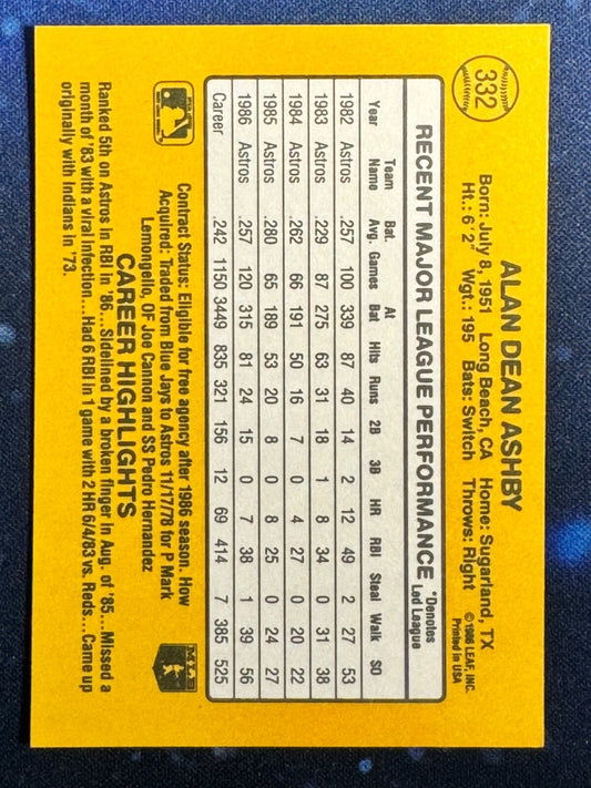 1987 Donruss #332 Alan Ashby Houston Astros