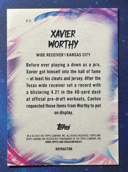 Xavier Worthy 2024 Topps Chrome Rookie Refractor #F-7 Finesse Kansas City Chiefs