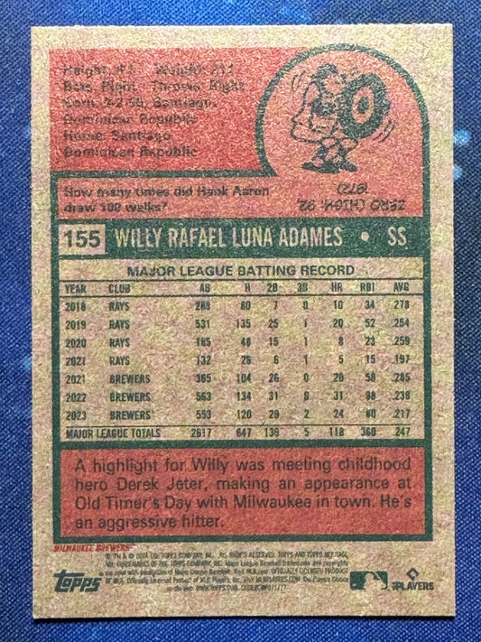 Willy Adames 2024 Topps Heritage #155 Milwaukee Brewers
