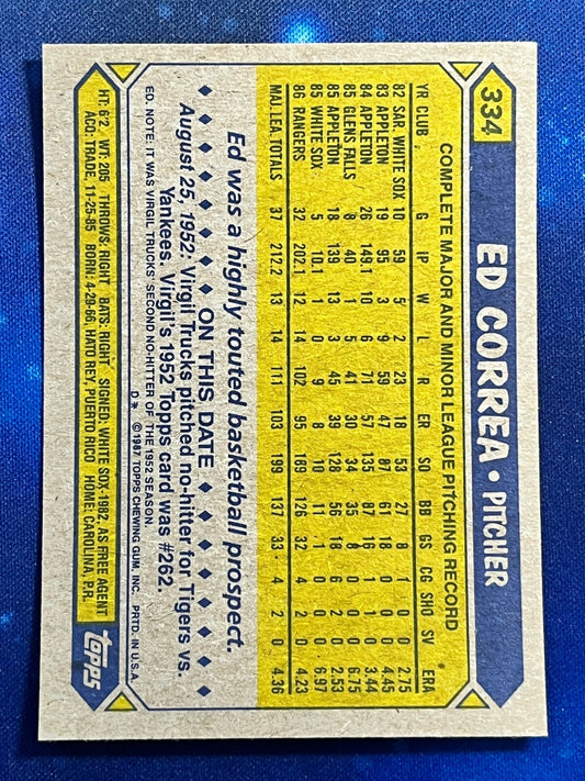 1987 Topps #334 Ed Correa Texas Rangers