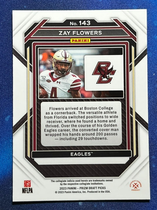 Zay Flowers 2023 Panini Prizm Draft Picks Rookie RC #143 