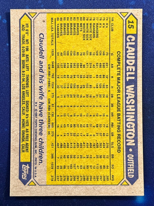 1987 Topps #15 Claudell Washington New York Yankees