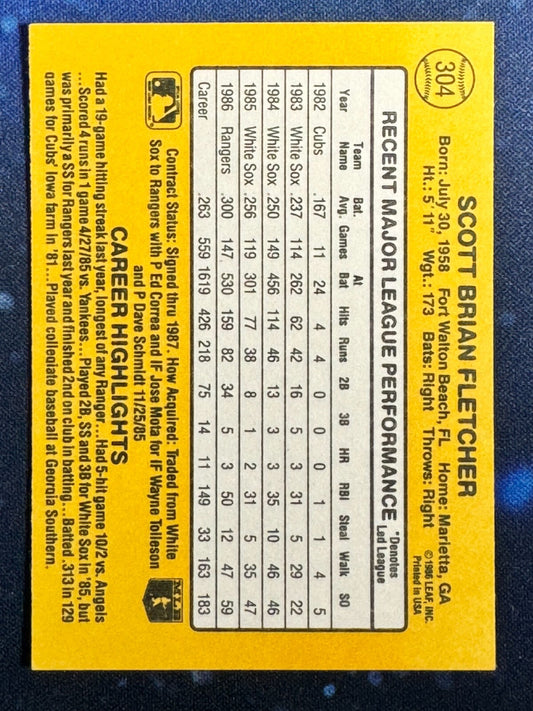 1987 Donruss #304 Scott Fletcher Texas Rangers