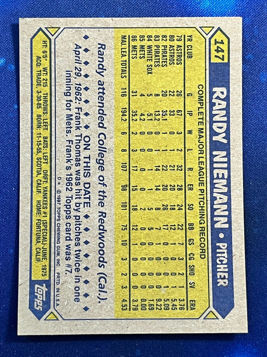 1987 Topps #147 Randy Niemann New York Mets