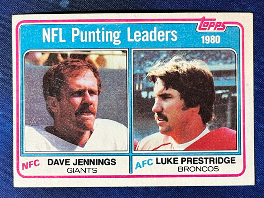 1981 Topps Football NFL Punting Leaders #6 Dave Jennings/Luke Prestridge