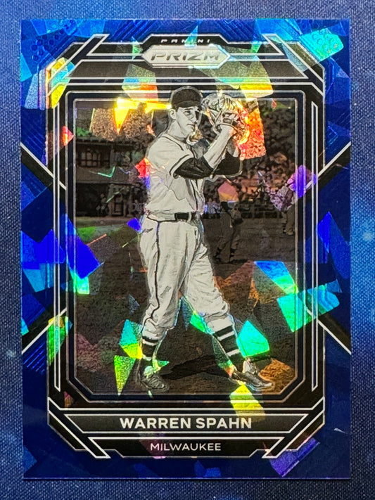 Warren Spahn 2023 Panini Prizm Blue Ice Prizm #270 Milwaukee Brewers