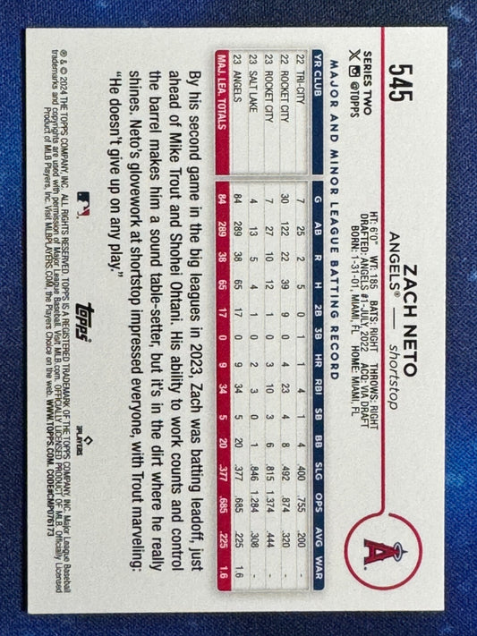Zach Neto 2024 Topps Series 2 #545 Future Stars Los Angeles Angels
