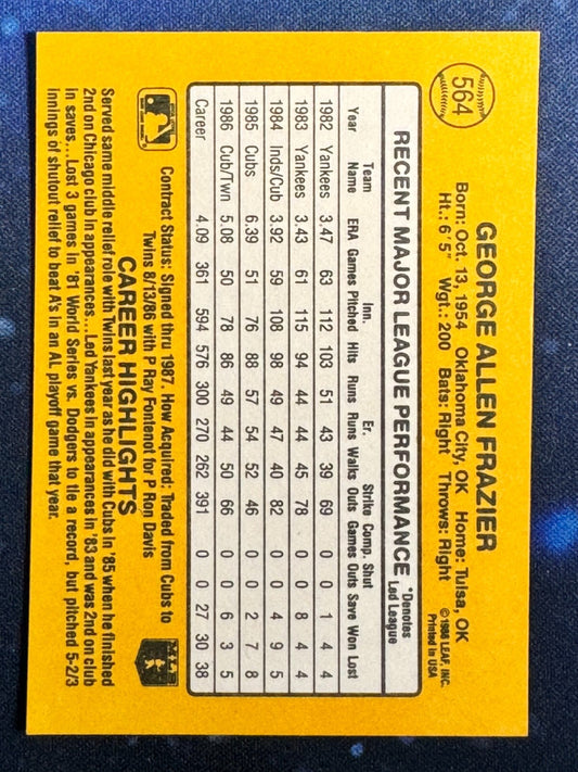 1987 Donruss #564 George Frazier Minnesota Twins
