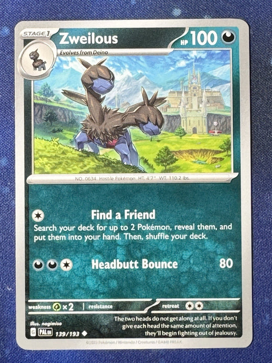 Zweilous - 139/193 - Uncommon - Pokemon Paldea Evolved - NM/M