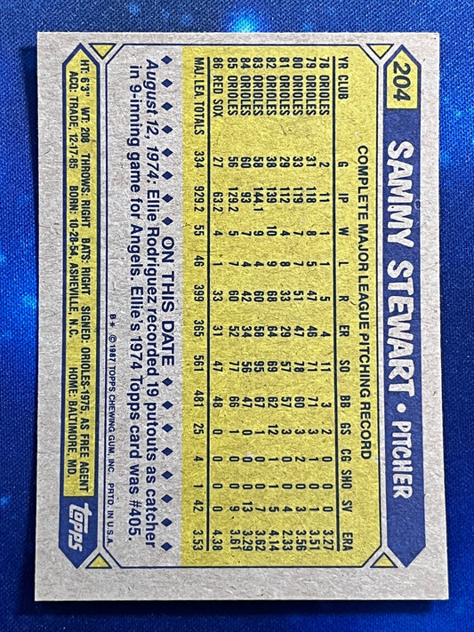1987 Topps #204 Sammy Stewart Boston Red Sox